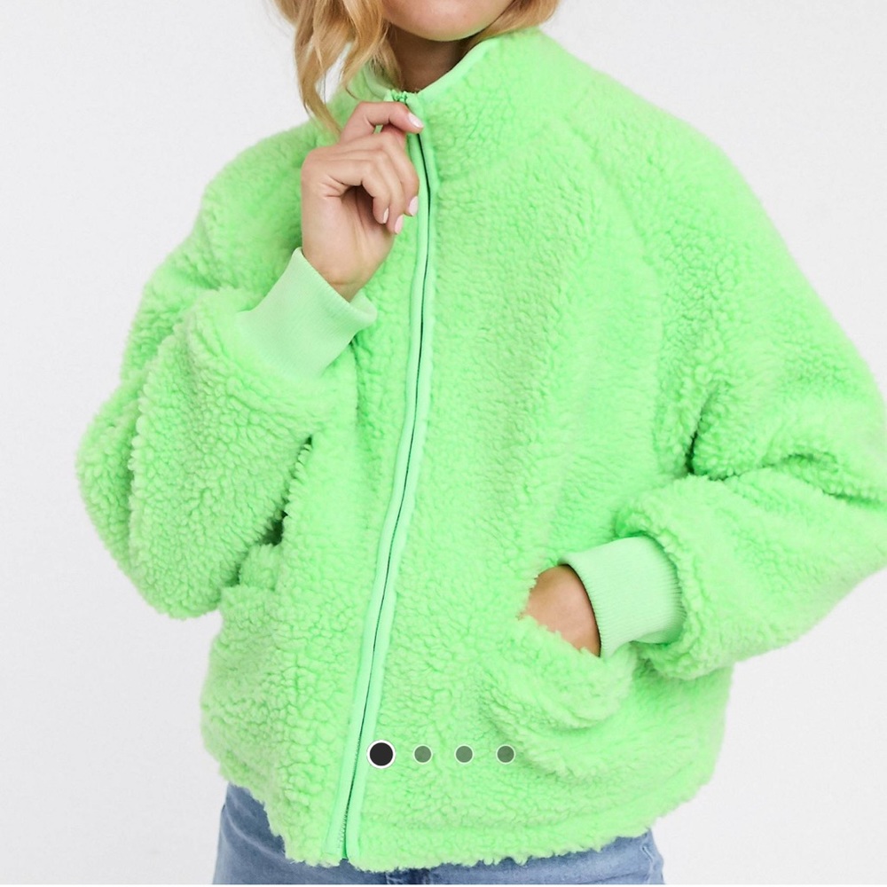 ASOS DESIGN zip through Fleece Jacket in Lime